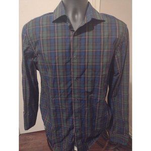 Todd Snyder Blue and Green Plaid Casual Button Down Shirt
